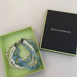 Ross-Simons Aquamarine and Pearl Bracelet Set